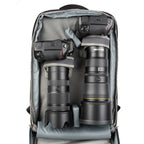 Think Tank Shape Shifter video equipment bag with adjustable compartments and durable black nylon exterior.