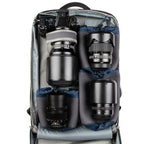 Think Tank Shape Shifter video equipment bag with adjustable compartments and padded interior for professional camera gear.