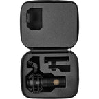Shure KSM32C/SM studio condenser microphone with shock mount and accessories, ideal for professional audio recording.