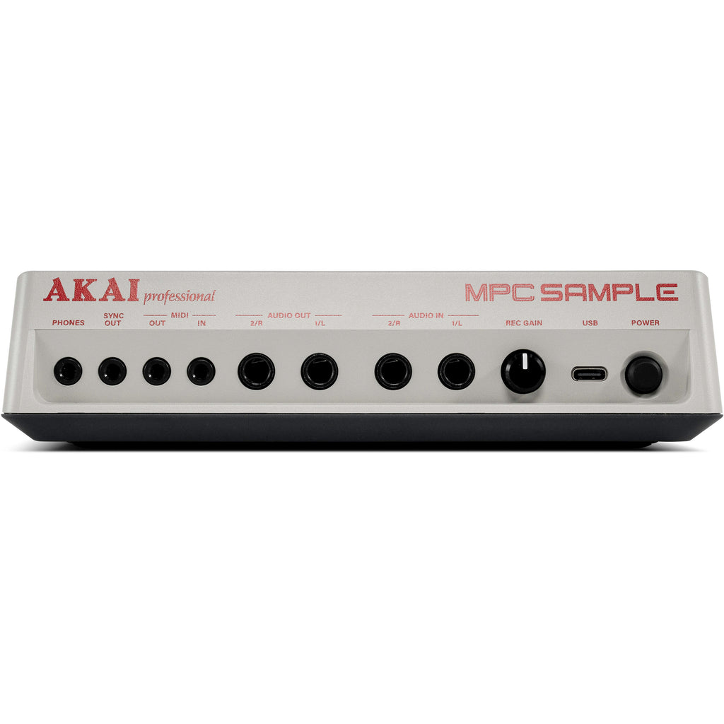 Akai Professional MPC sample drum machine and sampler with buttons and controls, showcasing its main interface and design features.