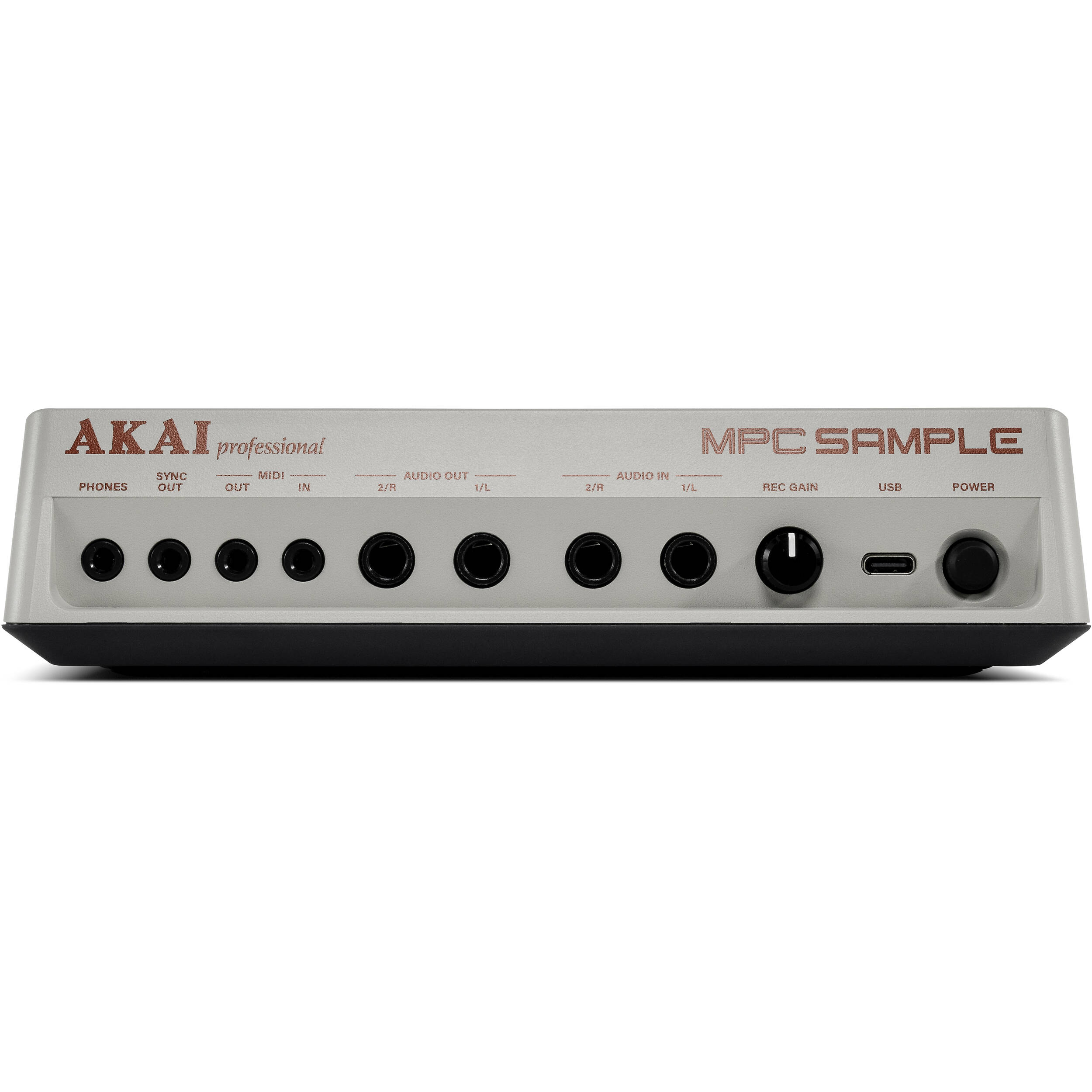 Akai Professional MPC sample drum machine and sampler with buttons and controls, showcasing its main interface and design features.