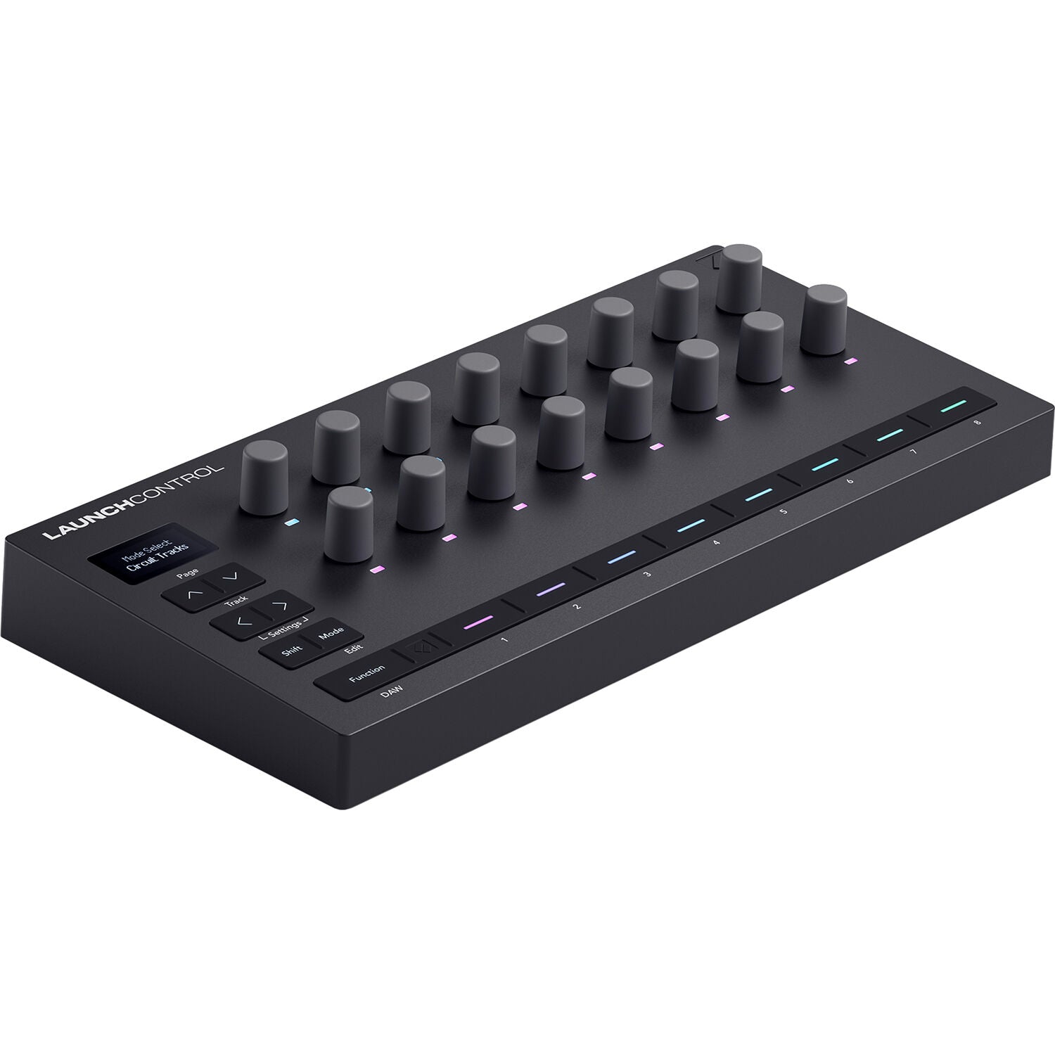 Novation Launch Control 3 MIDI controller with customizable knobs and pads for music production and live performance.