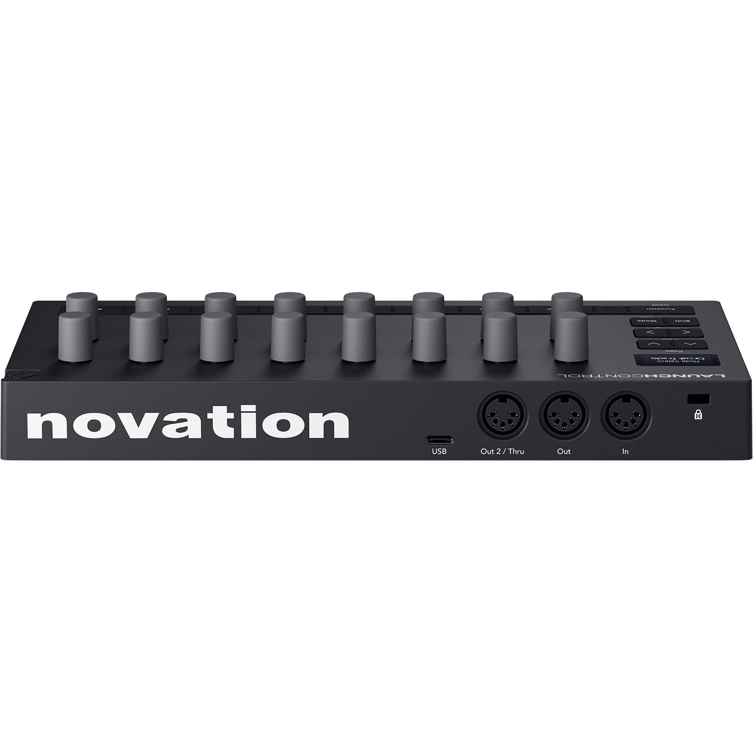 Novation Launch Control 3 MIDI controller with colorful pads and knobs, ideal for music production and live performance.