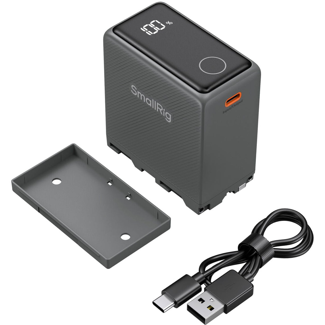 SmallRig USB-C camera battery compatible with Sony NP-F970, compact power supply for professional video cameras.