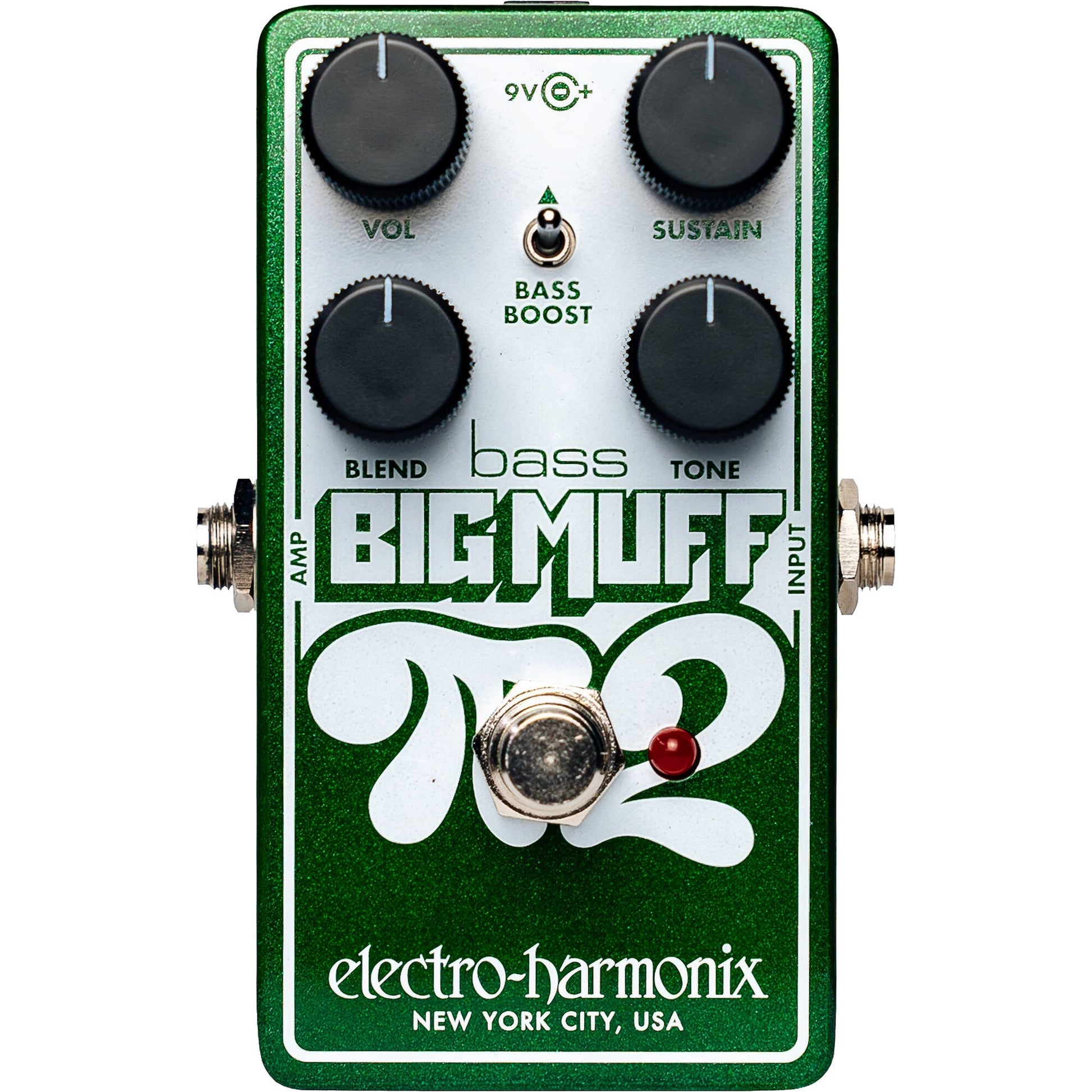 Electro Harmonix Nano Bass Big Muff Pi guitar pedal with black casing and control knobs for bass distortion effects