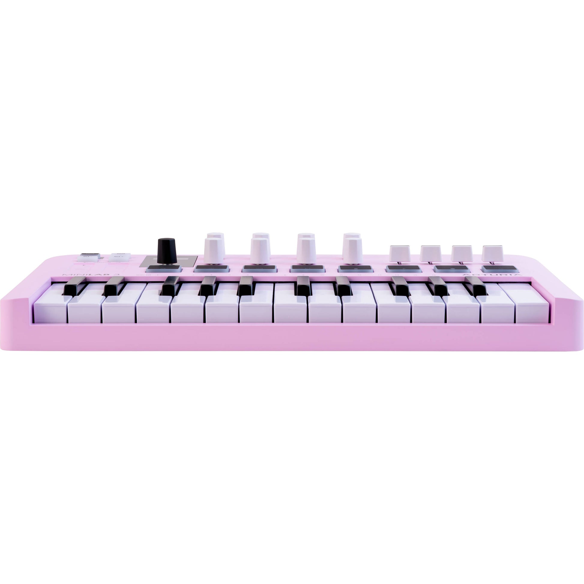 Arturia MiniLab 3 MIDI keyboard with compact design, 25 keys, and control knobs for music production and digital composing.