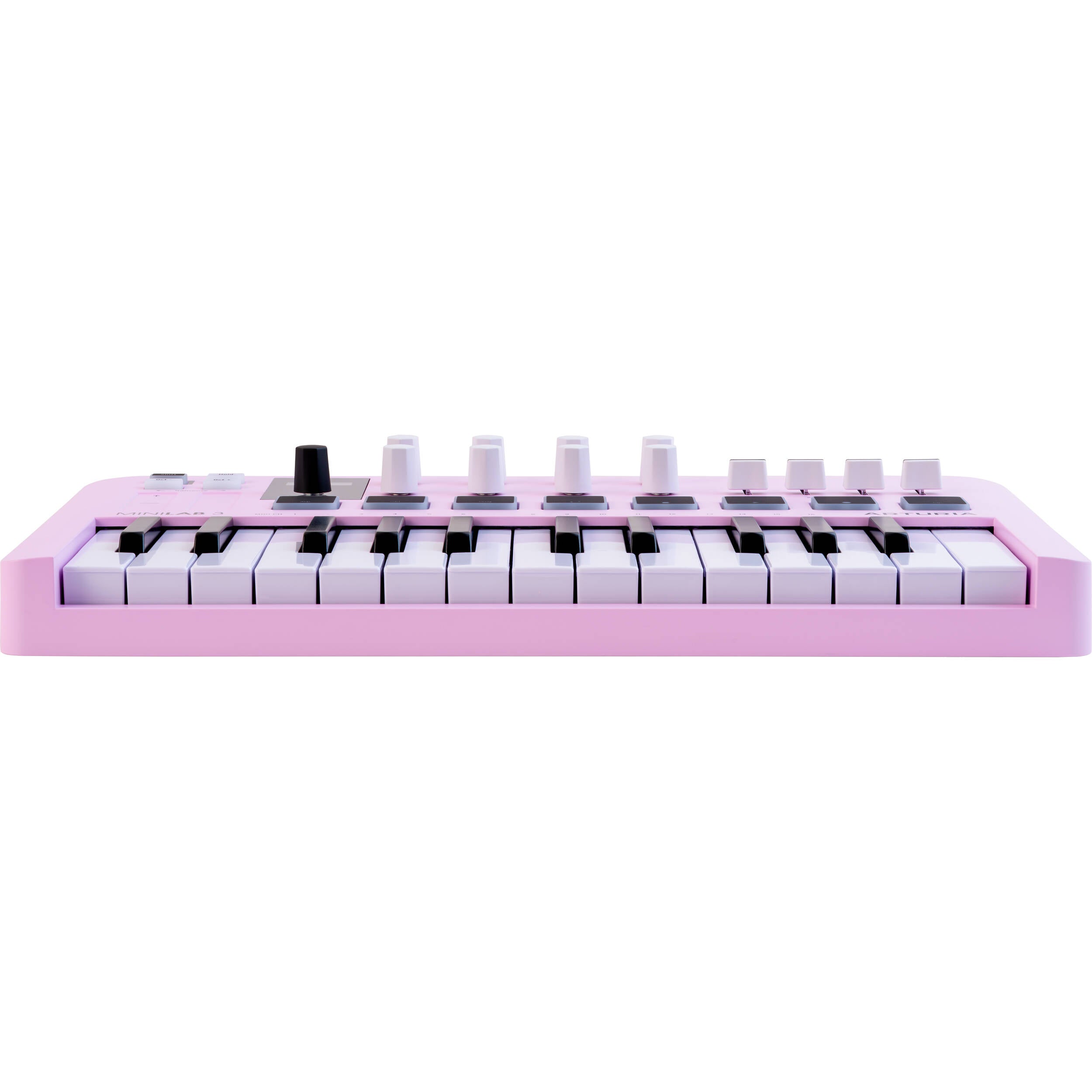 Arturia MiniLab 3 MIDI keyboard with compact design, 25 keys, and control knobs for music production and digital composing.