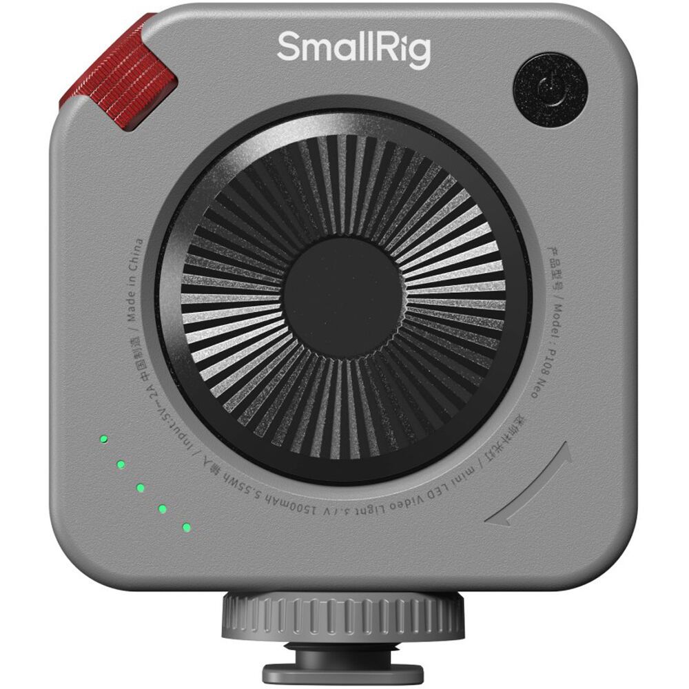 SmallRig Neo Mini LED Video Light P108 RGB light showing compact design and adjustable color options for videography.