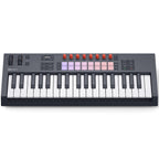 Novation FLkey 2 49 MIDI keyboard with 49 keys, control knobs, and colorful pads for music production and performance.