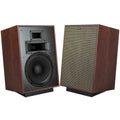 Klipsch Heresy IV floorstanding speakers with multiple drivers and a sleek black finish, designed for high-quality home audio.