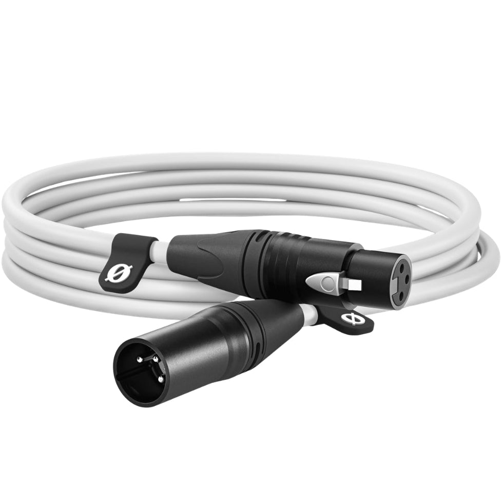 Rode XLR female to XLR male audio cable with black connectors and cable showing braided shielding for professional audio connections.
