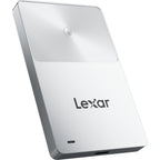 Lexar TouchLock Portable SSD external drive with secure fingerprint locking, compact design, and USB-C connection.
