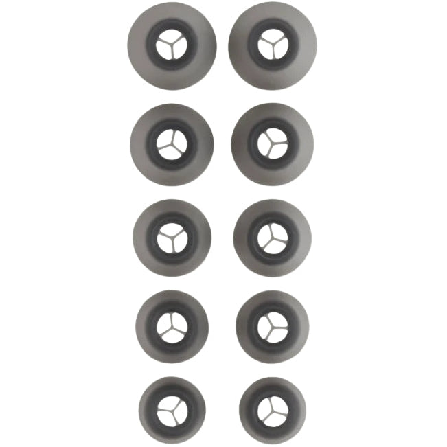 Meze Audio Astru wired in-ear headphones with black silicone tips and sleek design, close-up view of the earbuds.