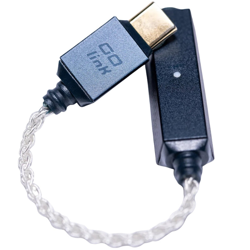 iFi Audio GO link 2 headphone amplifier and DAC device with compact design and multiple connectivity ports.