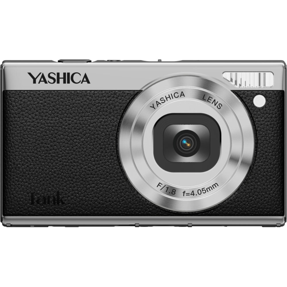 Yashica Tank instant compact camera with black body and lens, vintage-style design for instant photography.