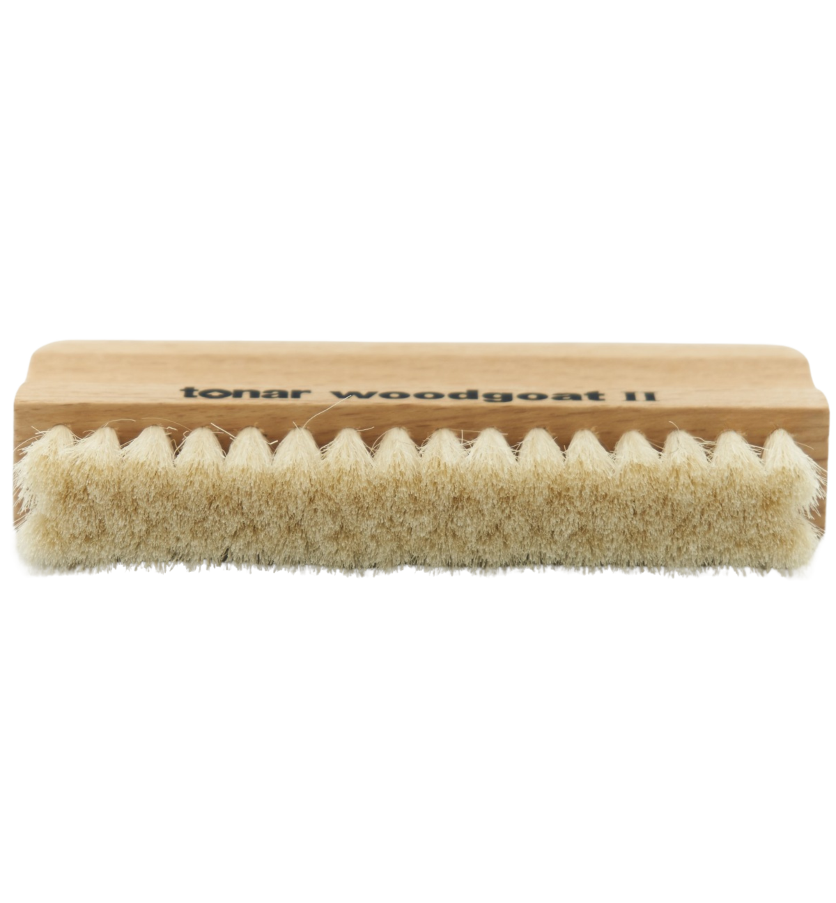 Tonar Woodgoat II record brush for cleaning vinyl records, featuring natural wood handle and soft brush for gentle dust removal.