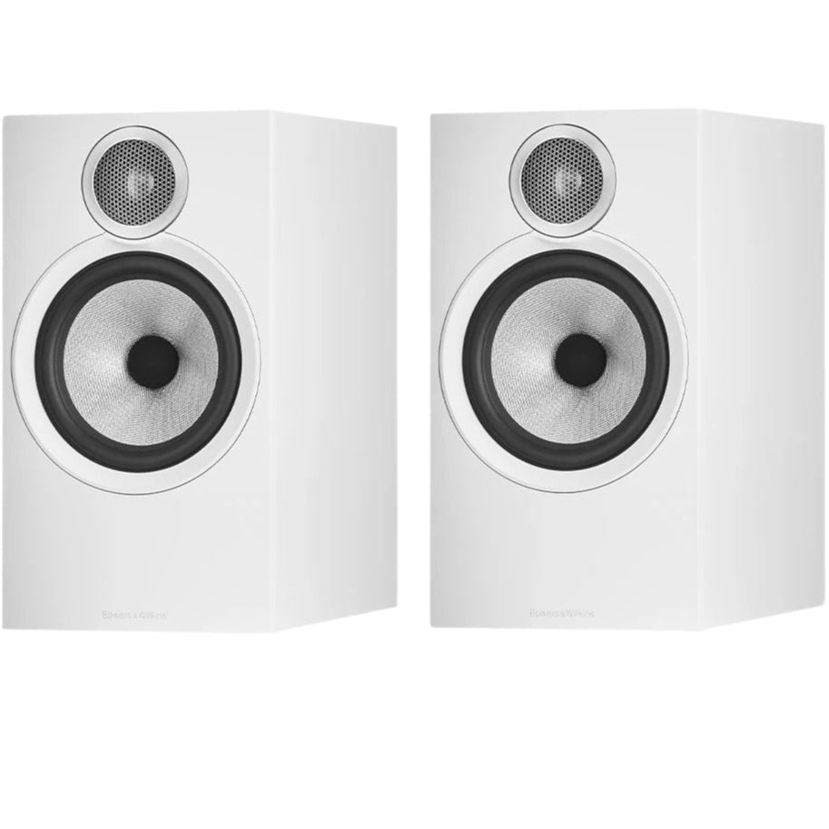 Bowers & Wilkins 606 S3 passive bookshelf speakers with black finish and drivers, designed for high-quality home audio.