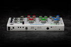 Erica Synths Bullfrog desktop synthesizer with knobs, buttons, and patch points on a dark panel for modular sound creation.