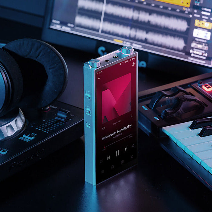 Astell&Kern PD20 portable music player with sleek black design, touchscreen display, and multiple control buttons.