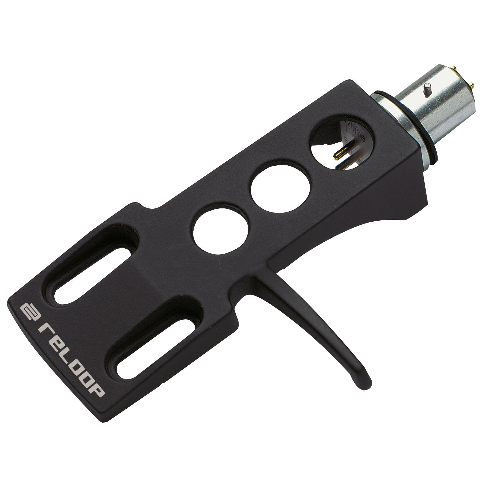 Reloop Headshell cartridge accessory with mounting hardware, designed for turntable audio setup and vinyl record players.