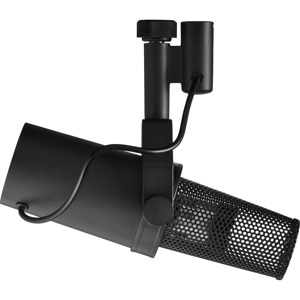 Shure SM7B dynamic microphone with MVX2U XLR-to-USB adapter for high-quality audio recording and streaming.