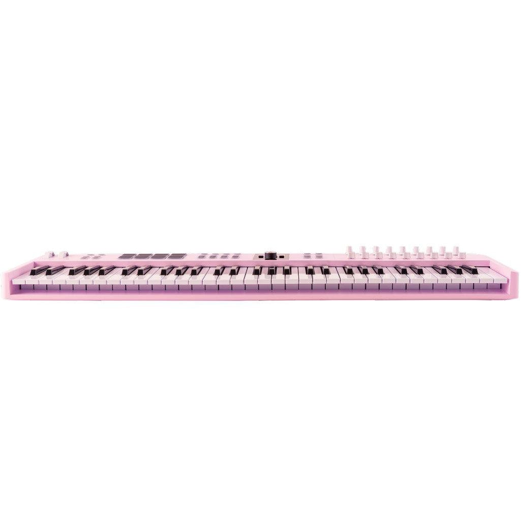 Arturia KeyLab Essential 61 MK3 MIDI keyboard with 61 keys, control knobs, and integration features for music production.