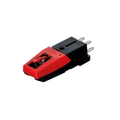 Reloop Spin turntable cartridge with stylus for DJ turntables, shown in a close-up image highlighting the cartridge details.