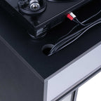 Glorious Modular Mix Station DJ table with adjustable shelves and sturdy construction for professional music mixing setup.
