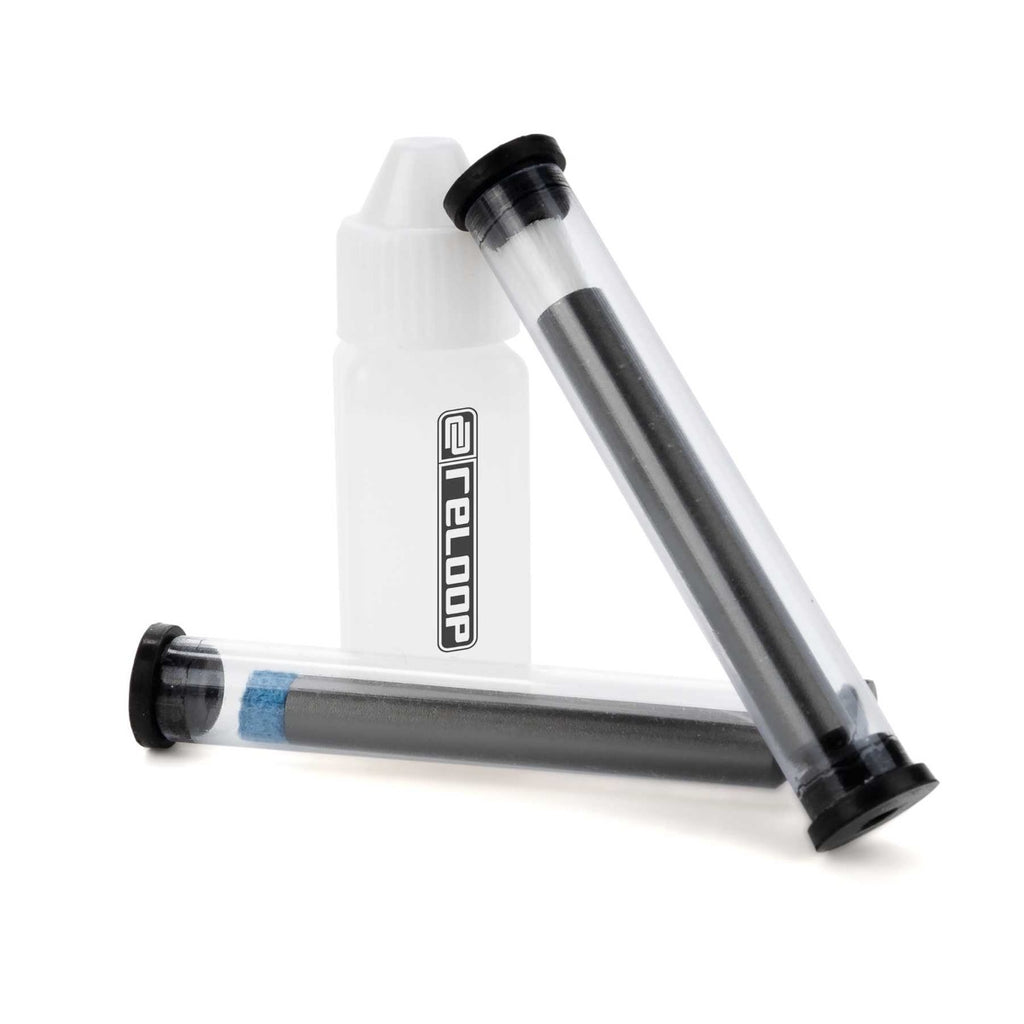 Reloop cartridge contact cleaning set with brush and tools for tonearm and cartridge maintenance.