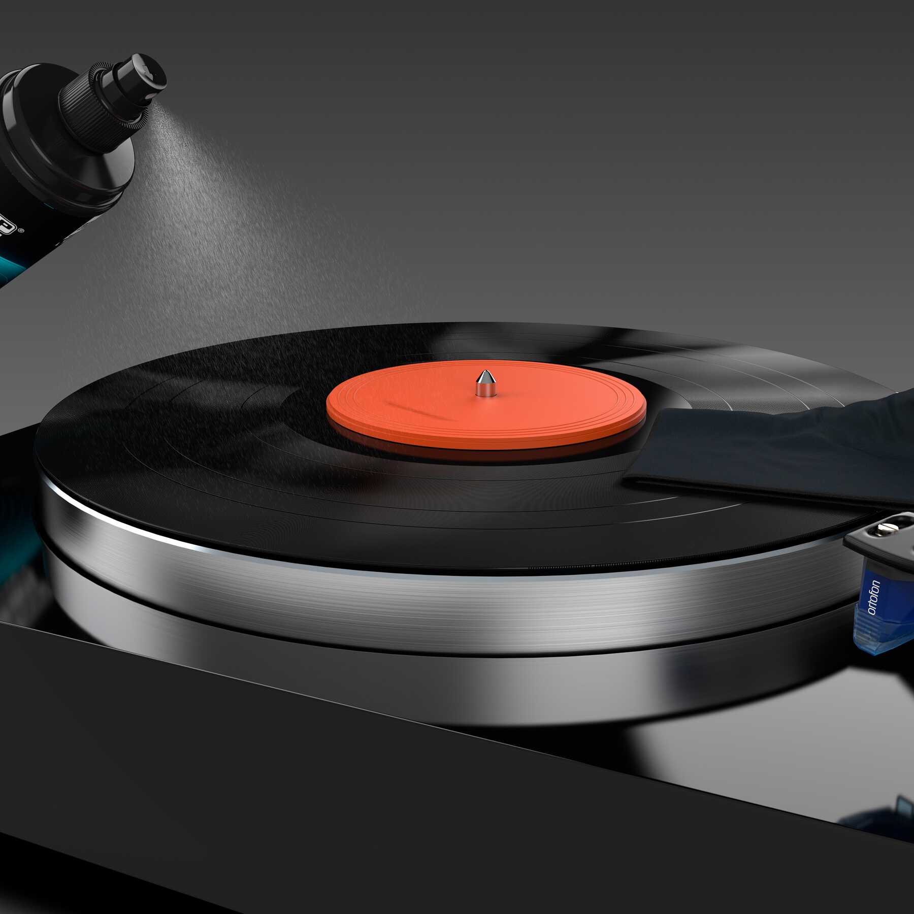 Reloop Premium 3-in-1 record care set with brushes and cleaning tools for vinyl record maintenance.