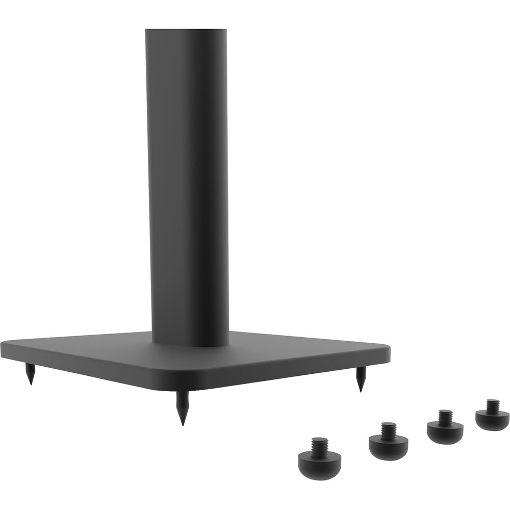 Kanto Audio SP26 26-inch speaker stands supporting speakers, with adjustable height and sturdy metal construction.