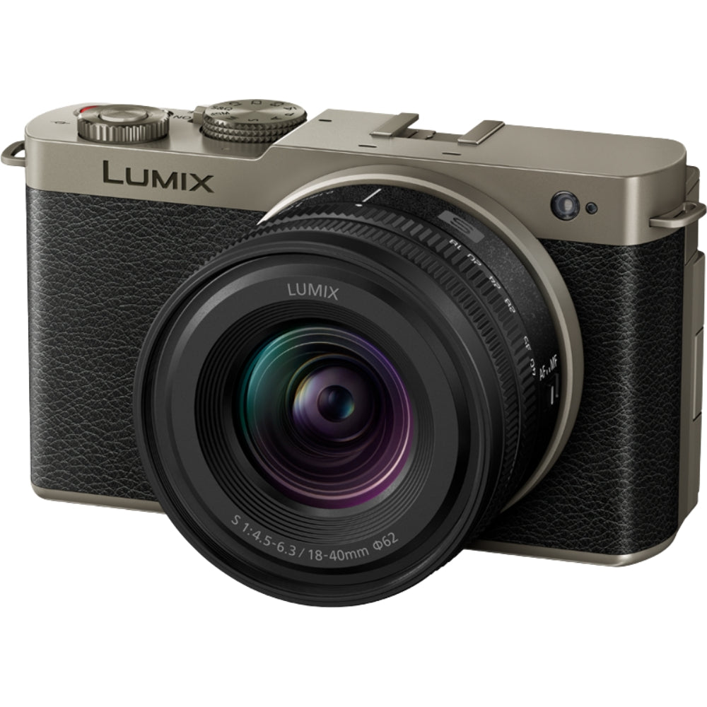 Panasonic Lumix S9 mirrorless camera with 18-40mm F/4.5-6.3 lens, professional video equipment for capturing high-quality footage.
