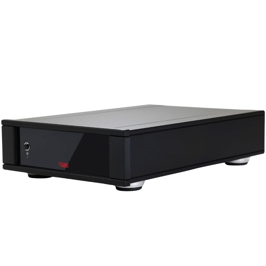 Rega AOS MC phono preamp with compact design and front panel controls, ideal for high-quality turntable audio connections.