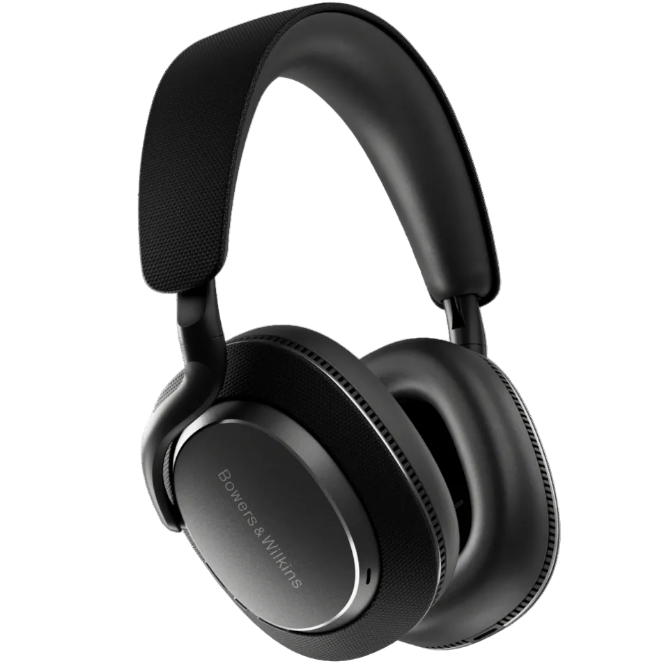 Bowers & Wilkins Px7 S3 wireless headphones with sleek black design, over-ear style, and padded ear cushions.