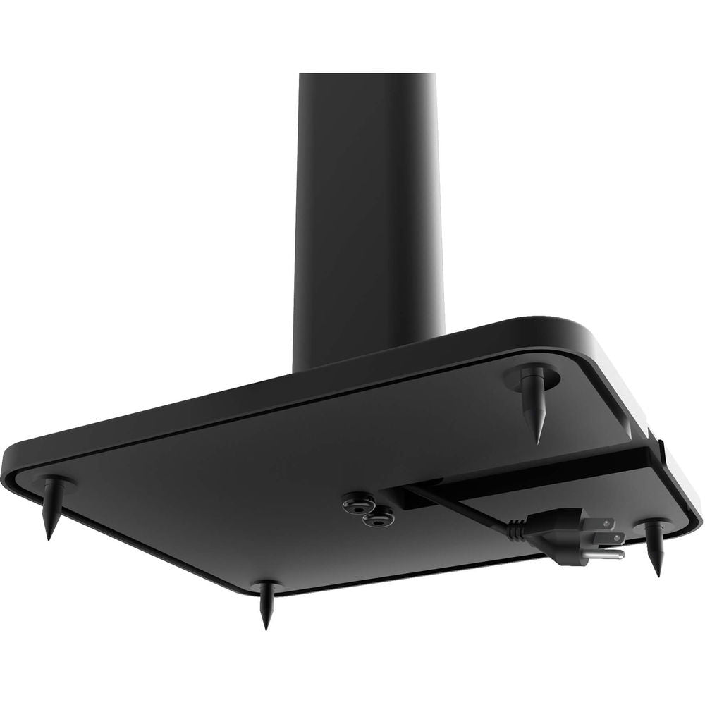 Kanto Audio SP32 32-inch speaker stands supporting audio speakers with adjustable height and sturdy metal construction.