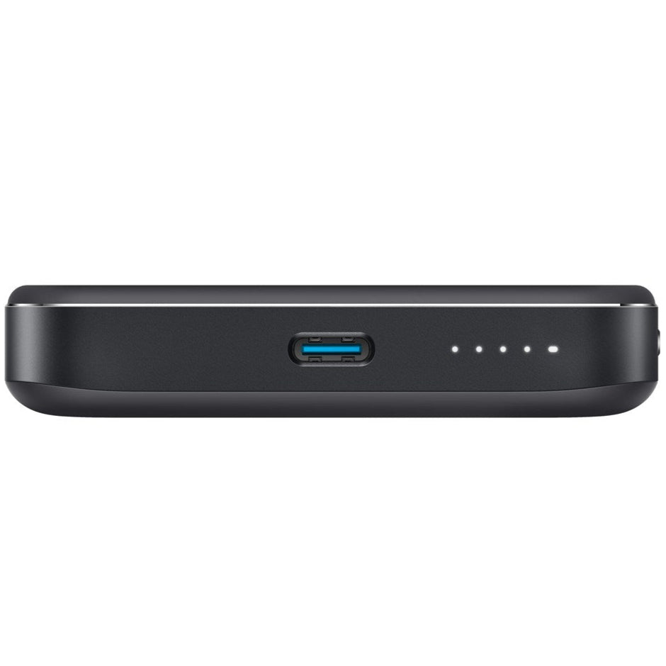 Anker MagGo 10K Slim Power Bank showing a sleek black portable charger with magnetic attachment and LED indicator light.