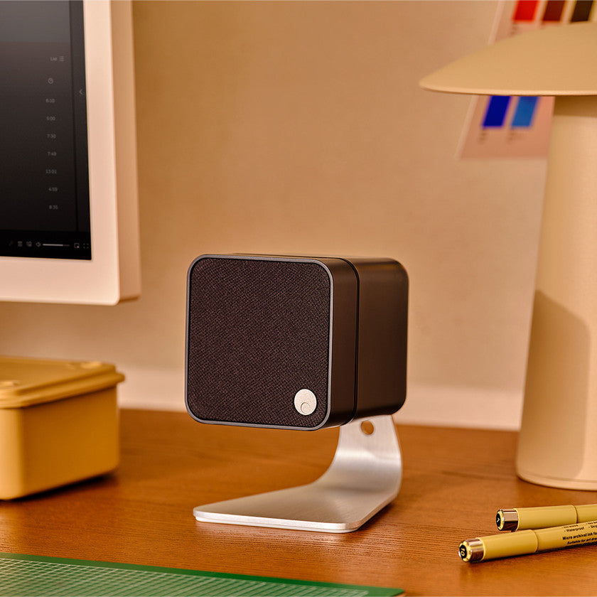 Cambridge Audio MSX 10 speakers with sleek black design and compact size, ideal for high-quality audio in home or office setup.