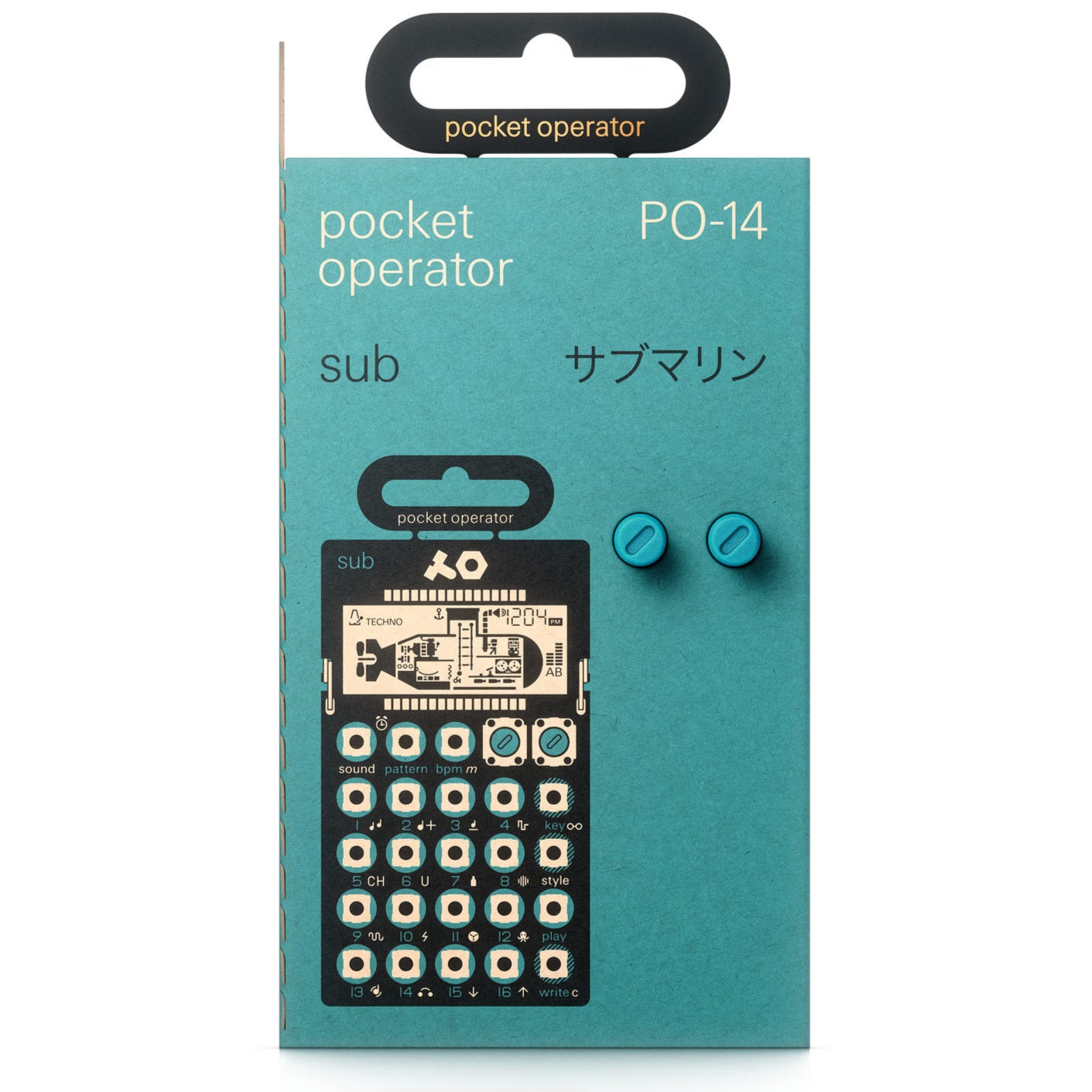 Teenage Engineering PO-14 Sub compact drum machine gadget with colorful controls and sleek design.