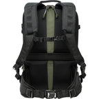 Think Tank DarkLight video equipment bag with padded compartments and adjustable straps for professional gear storage.