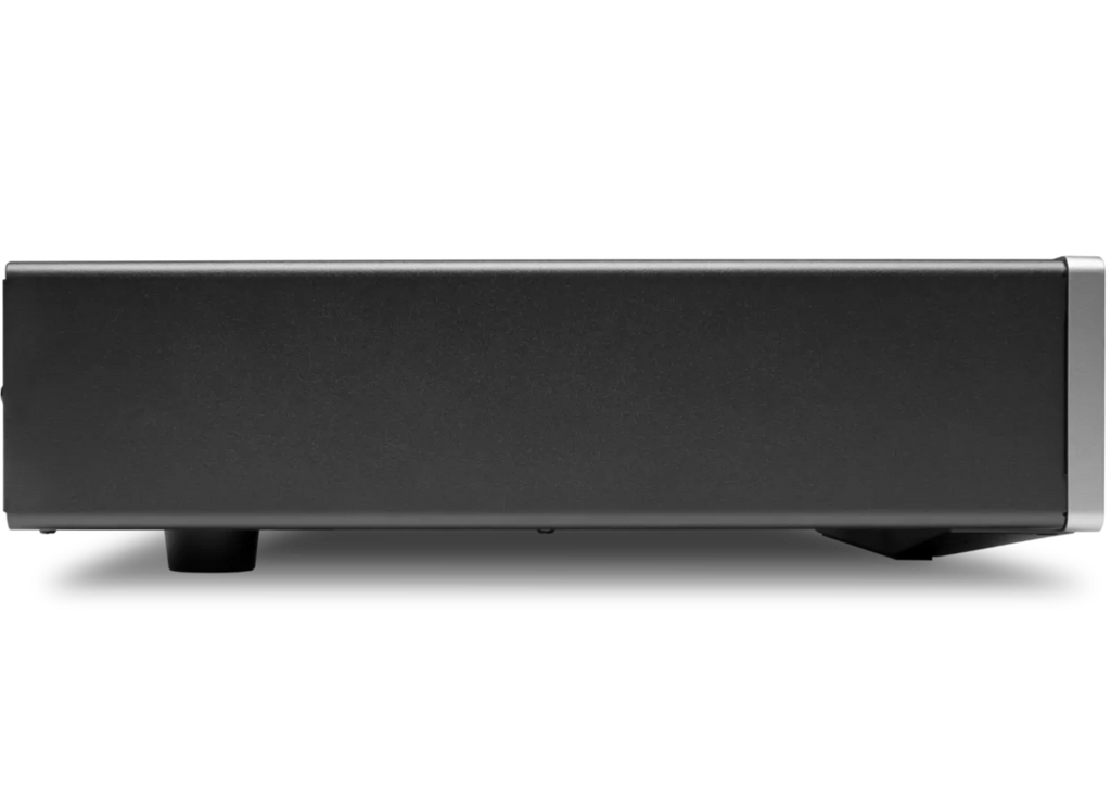Cambridge Audio EXN100 music streamer showcasing its sleek black design with front display and control buttons.