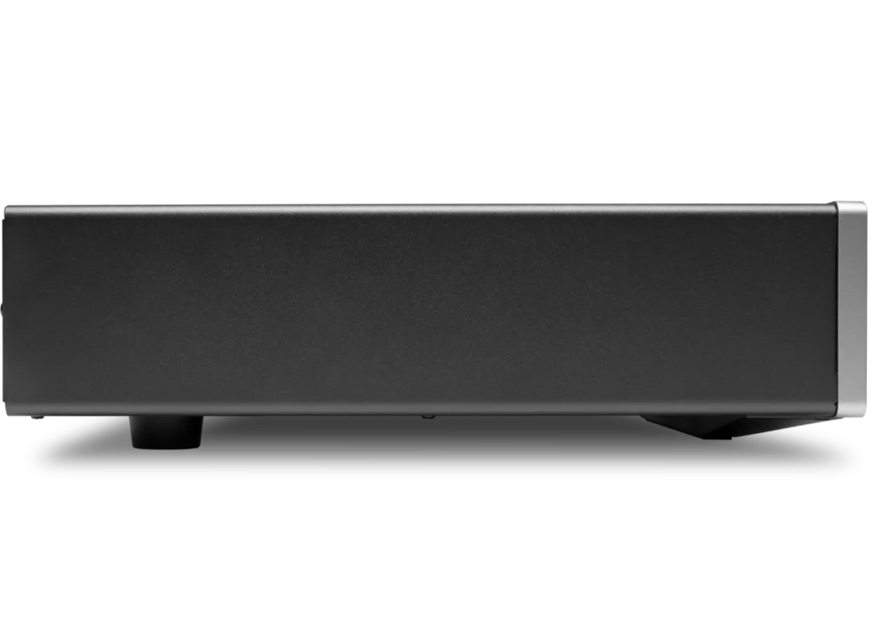 Cambridge Audio EXN100 music streamer showcasing its sleek black design with front display and control buttons.
