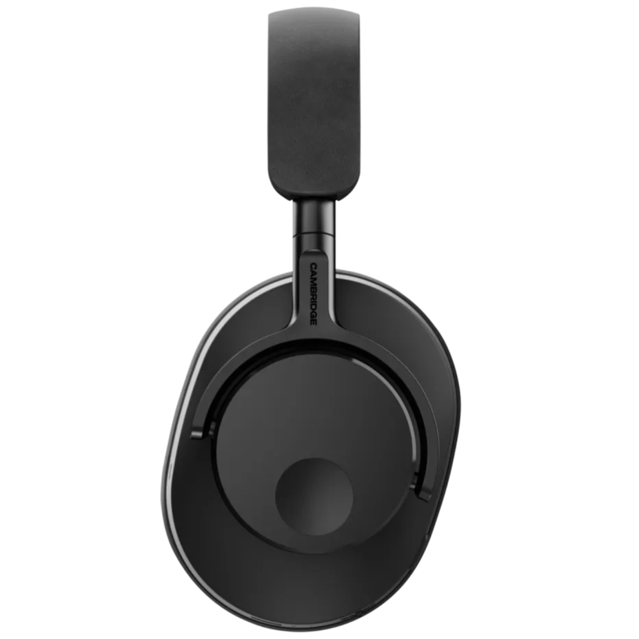 Black Cambridge Audio Melomania P100 SE wireless headphones with sleek design and in-ear fit.