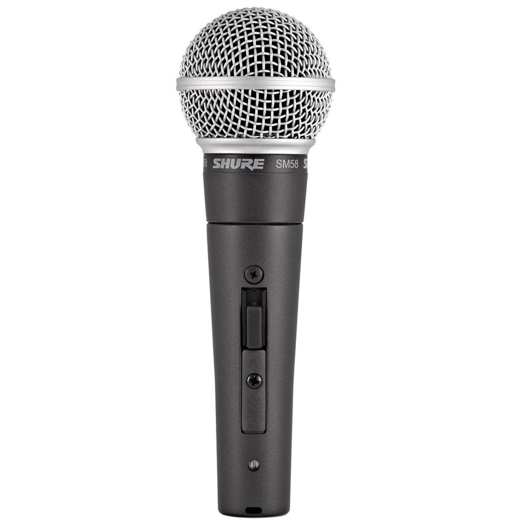 Shure SM58-SE dynamic microphone with switch, professional vocal microphone for live performances and studio recording.