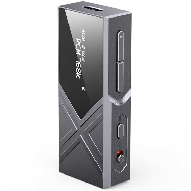 FiiO KA17 headphone amplifier and DAC device with black finish and compact design, featuring control buttons and connection ports.