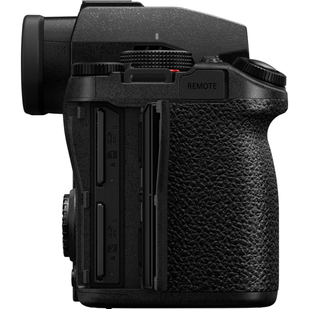 Panasonic Lumix S5M2X video camera with professional design and lens mount, suitable for high-quality filmmaking and videography.