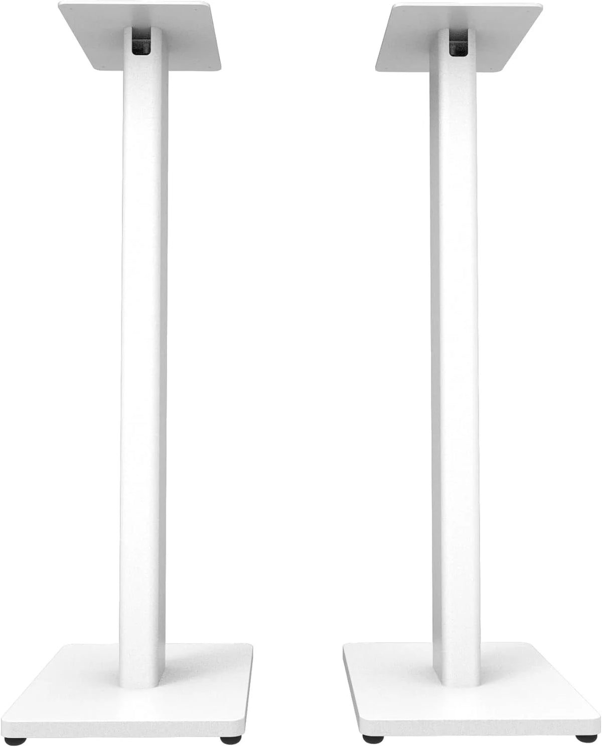 Kanto Audio ST28 speaker stands, black metal, adjustable height with sturdy base, designed for supporting bookshelf or studio speakers.