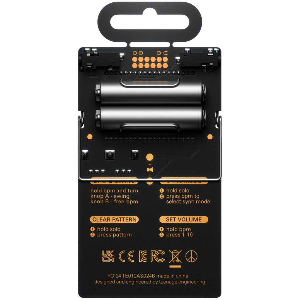Teenage Engineering PO-24 Office gadget with compact design, colorful buttons, and digital display, perfect for music creation and portable use.