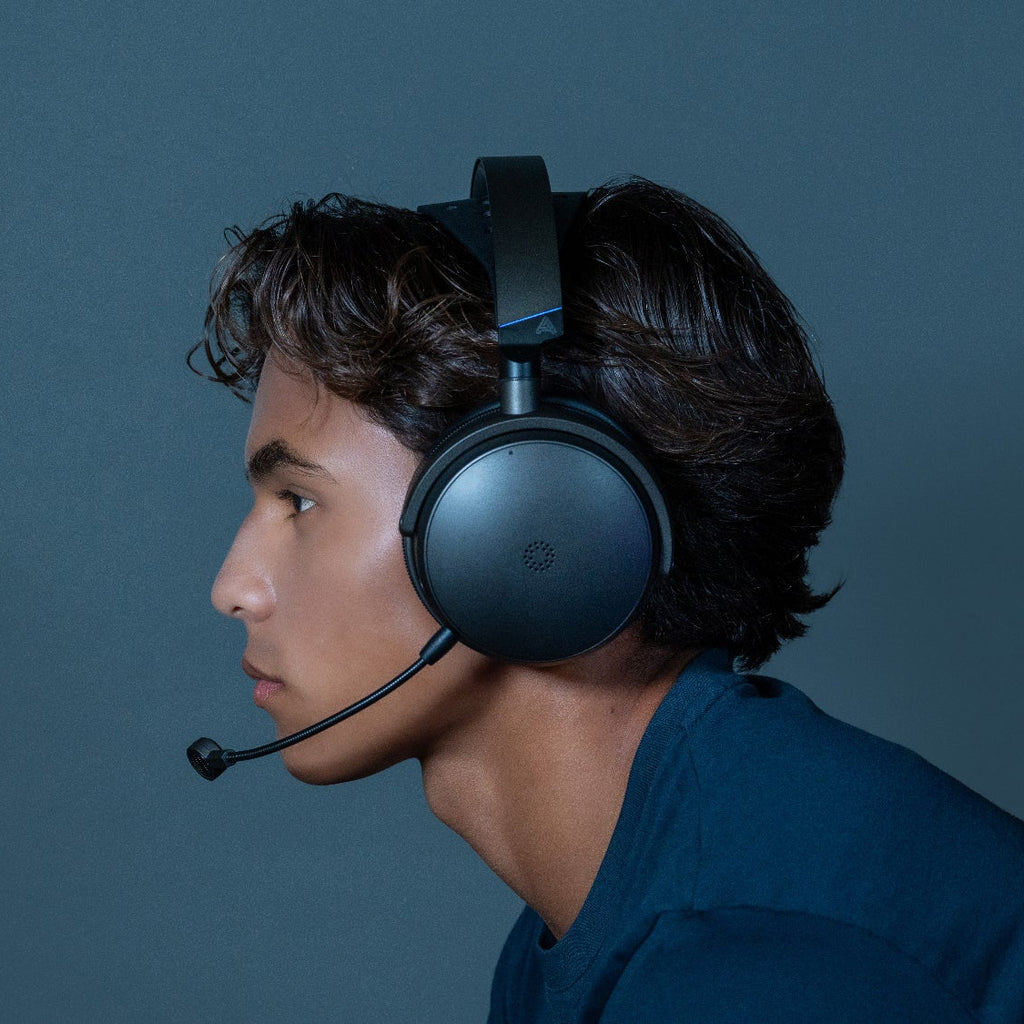 Audeze Maxwell 2 gaming headphones for PlayStation, with over-ear design and sleek black finish, featuring adjustable headband and plush ear cups.