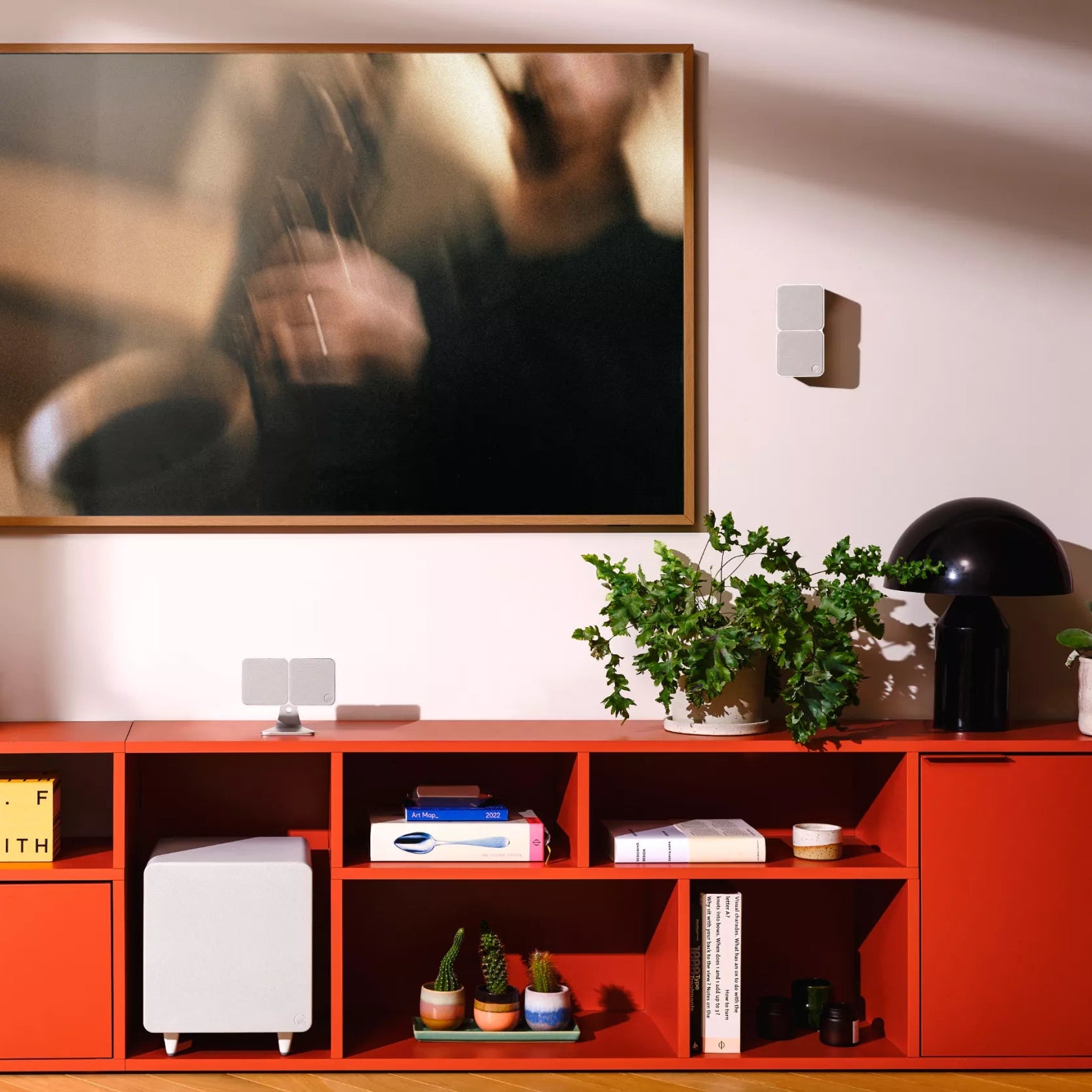 Cambridge Audio MSX 20 speakers with sleek black design and adjustable controls, ideal for high-quality home audio setup.