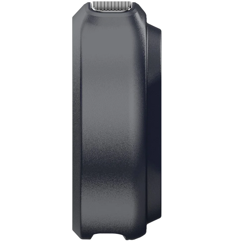Hollyland Lark M2 wireless microphone transmitter in shine charcoal with buttons and LED indicators, part of Hollyland's microphone accessories.